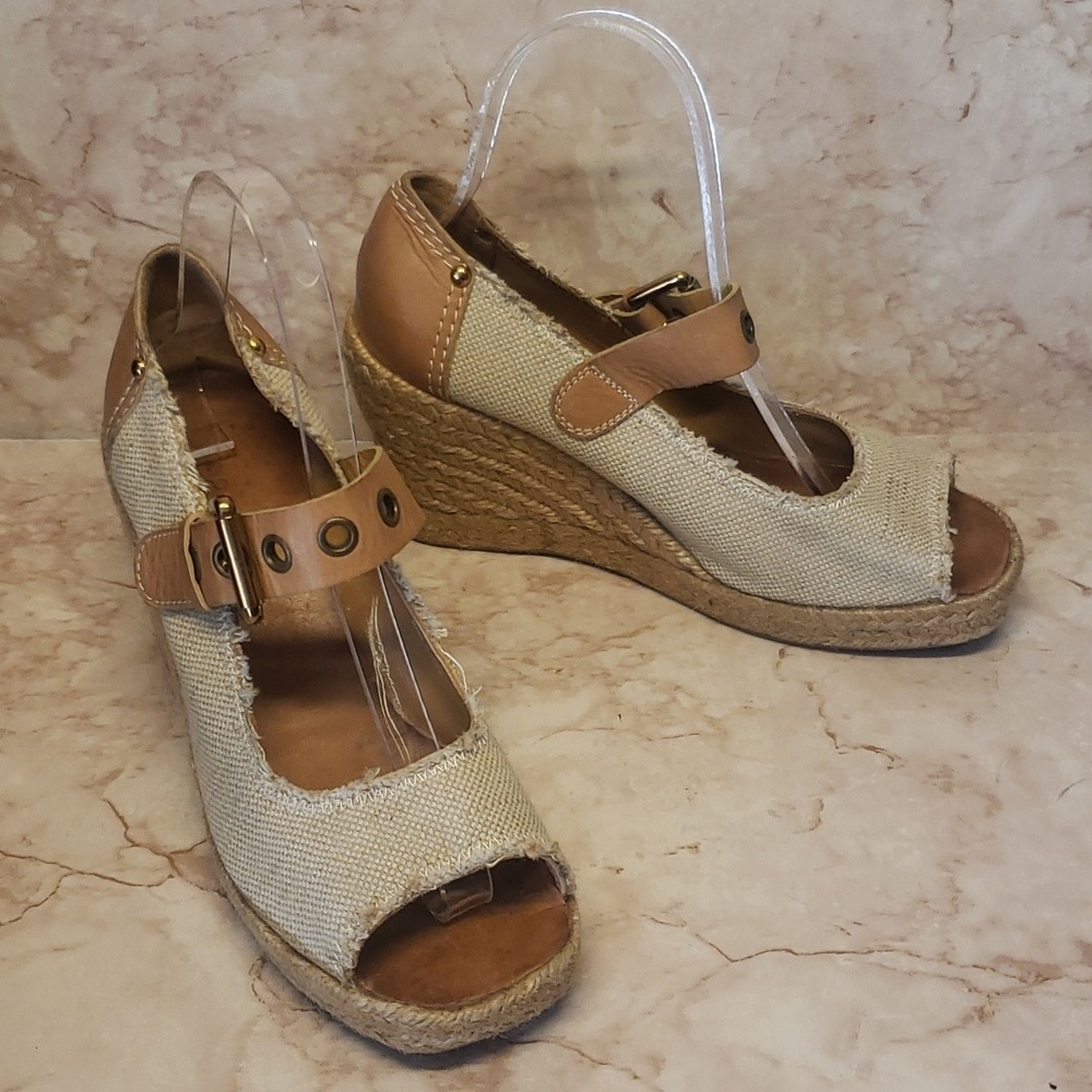 Apepazza Mary Jane Wedges Open Toe Espadrilles Size 7.5